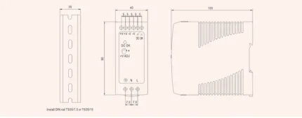 კვების ბლოკი Weho MDR-60-5 5V 10A DIN Rail -ის სქემა